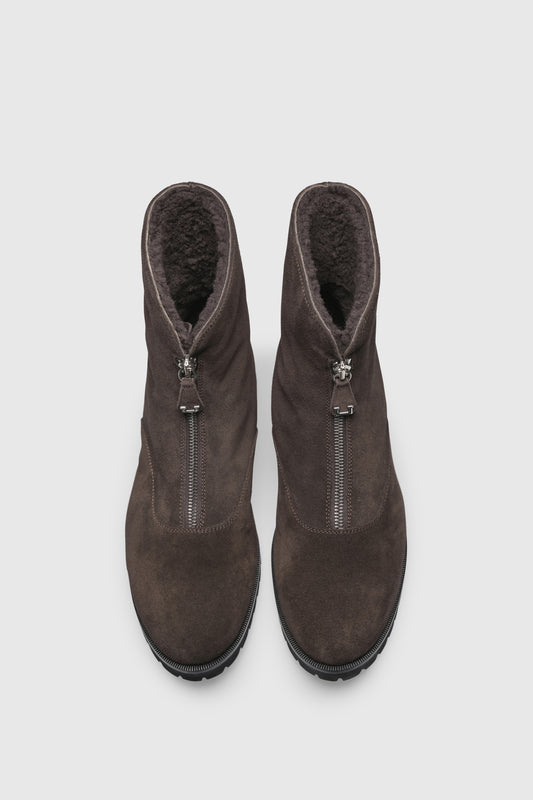 Stiefelette 9542 Velour Brown Shearling Brown