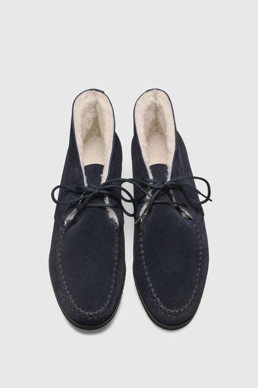 Ankle boots U96 Velor Navy Shearling Latte