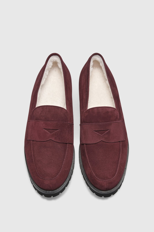Loafer 1471 Velor Plum Shearling Latte