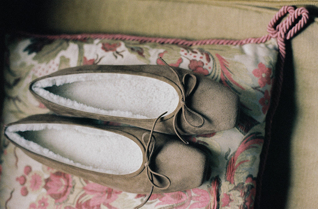 Leather Ballerinas with Shearling