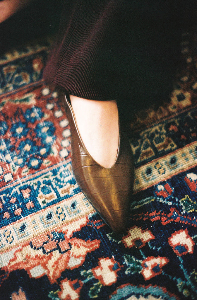 Crocodile Print Leather Shoes