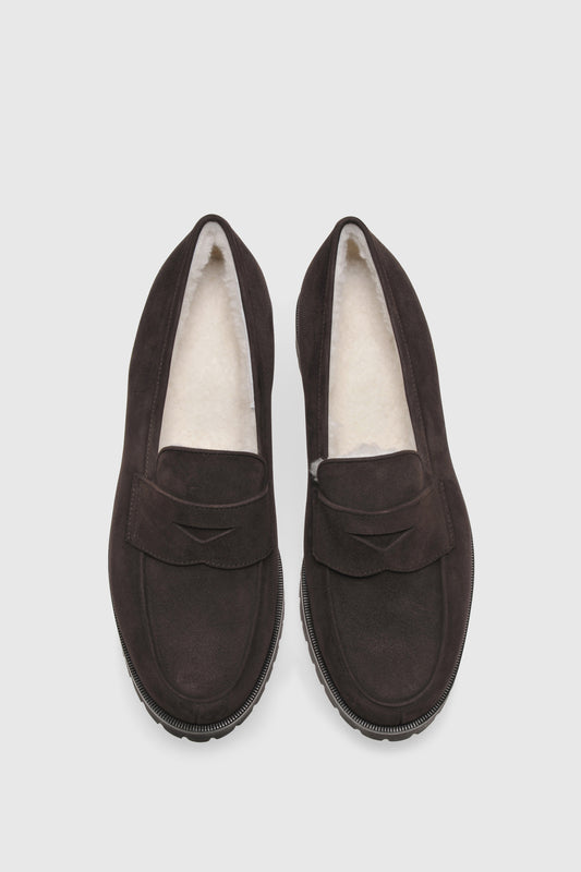 Loafer 1471 Velor Chocolate Shearling Latte