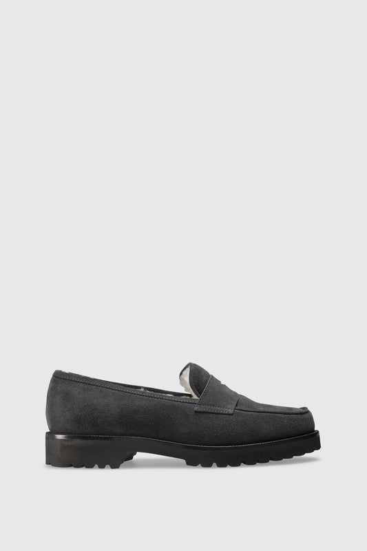 Loafer 1471 Velor Gray Shearling Latte