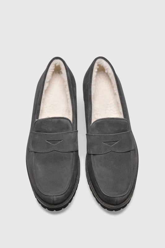 Loafer 1471 Velor Gray Shearling Latte