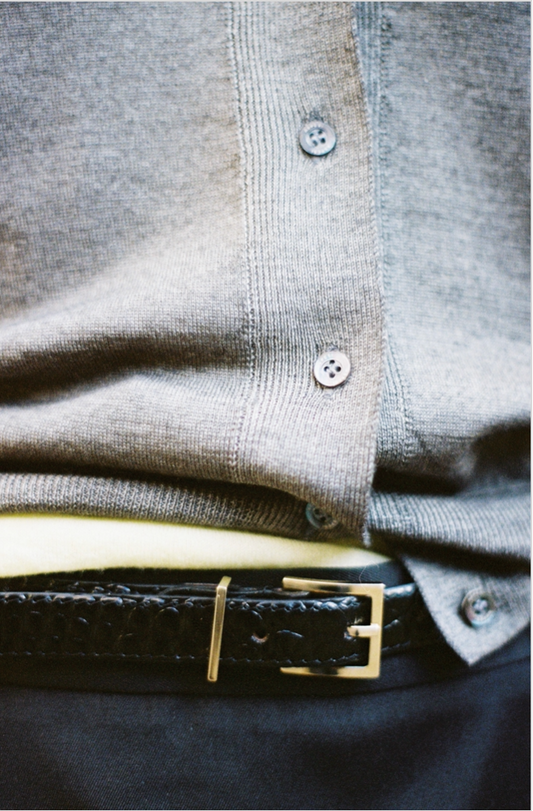 Slim Signature Belt Cocco Stampato Black