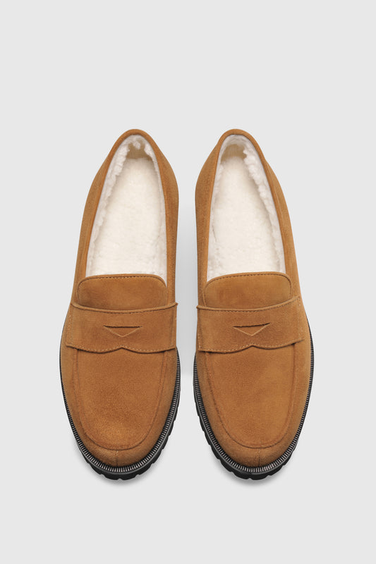 Loafer 1471 Velor Brown Shearling Latte