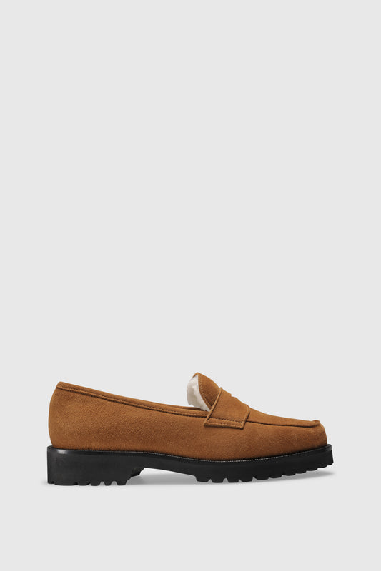 Loafer 1471 Velor Brown Shearling Latte
