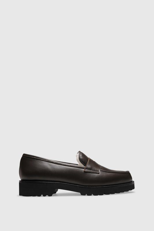 Loafer 1471 Vitello Chocolate Shearling Beige