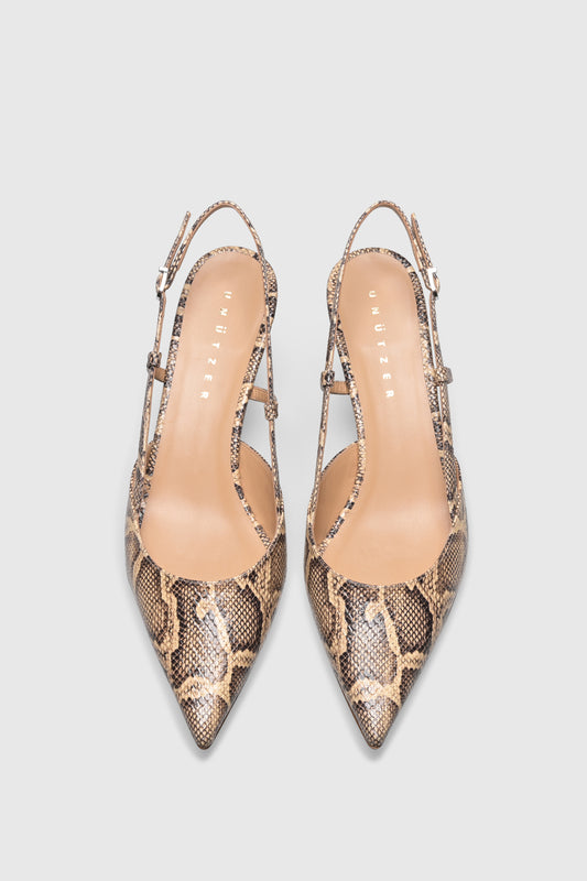 Slingback 9317 Pitone Stampato Beige