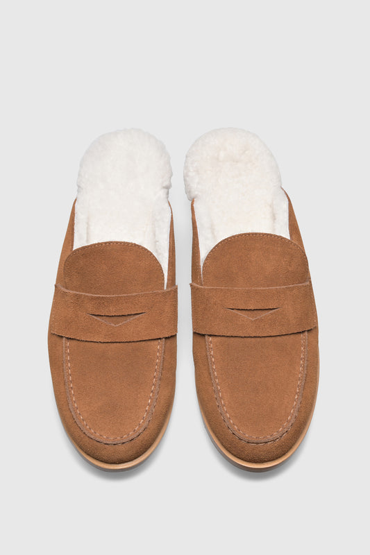 Mule 9453 Velour Caramel Shearling Latte