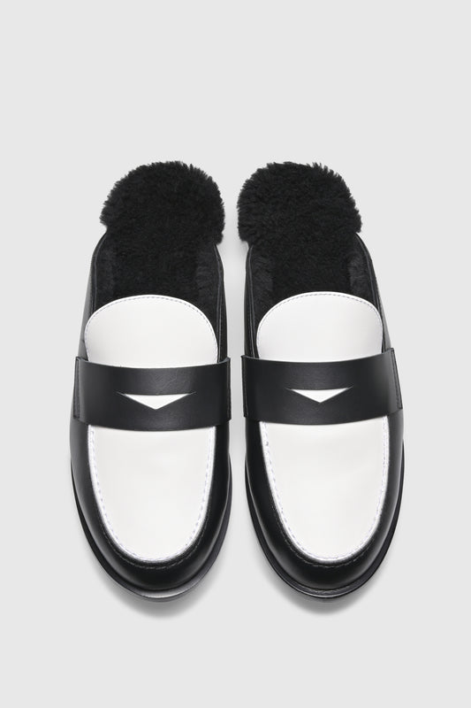 Mule 9453 Vitello Black White Shearling Black