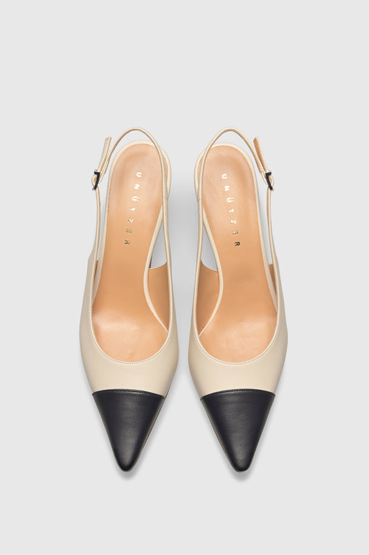 Slingback 9574 Nappa Latte Navy