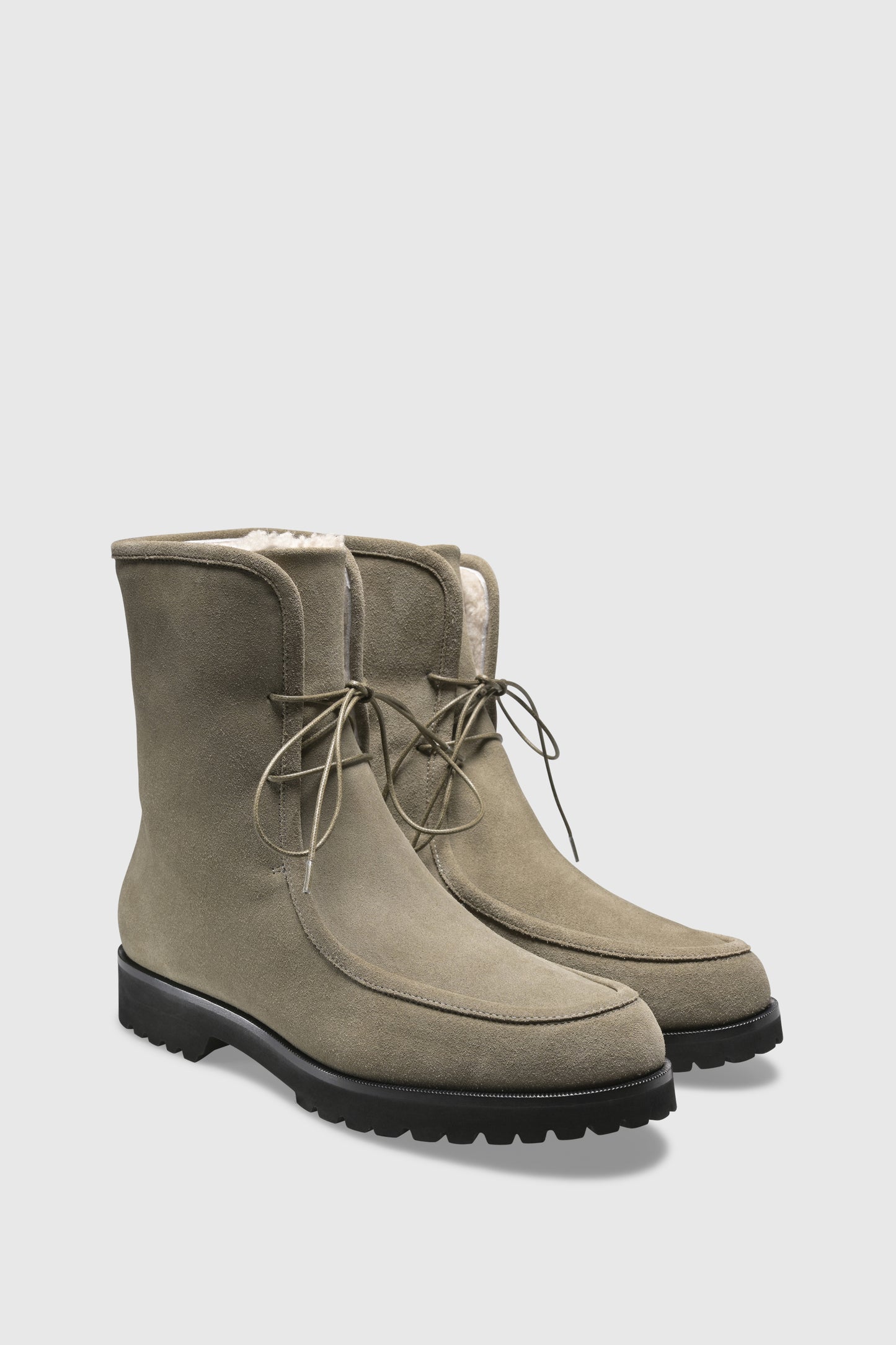 Stiefelette 9484 Velour Olive Shearling Latte