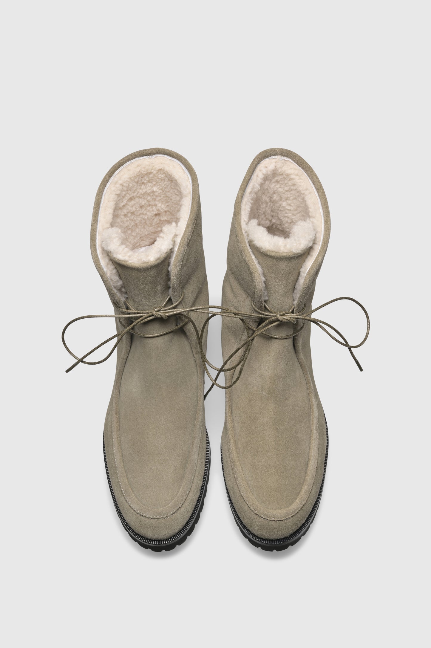 Stiefelette 9484 Velour Olive Shearling Latte