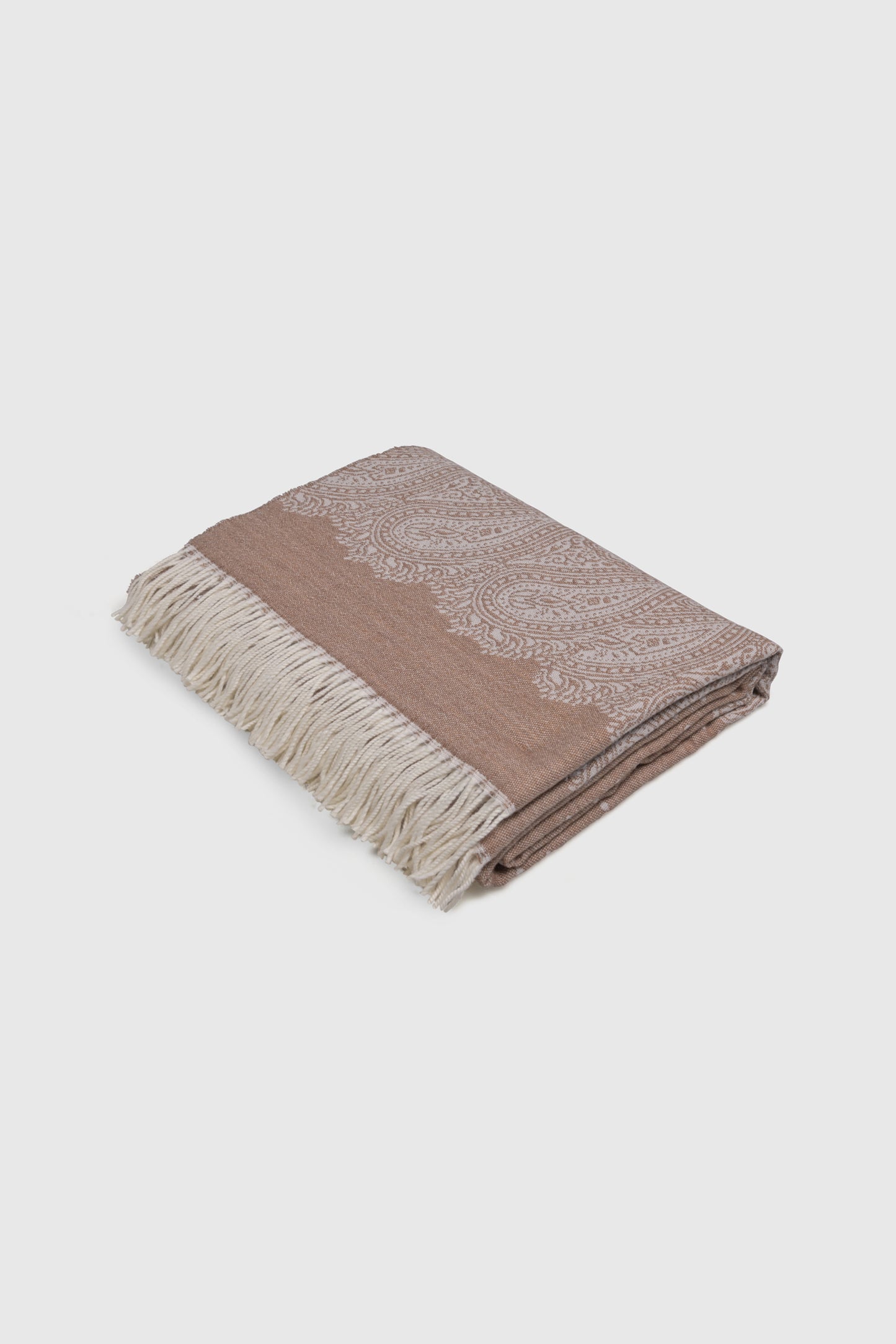 Plaid Merino Wool Paisley Beige