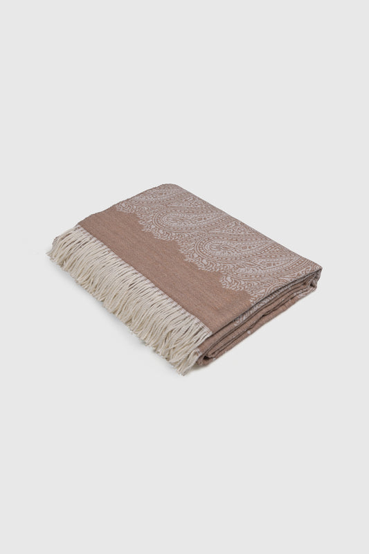 Plaid Merino Wool Paisley Beige