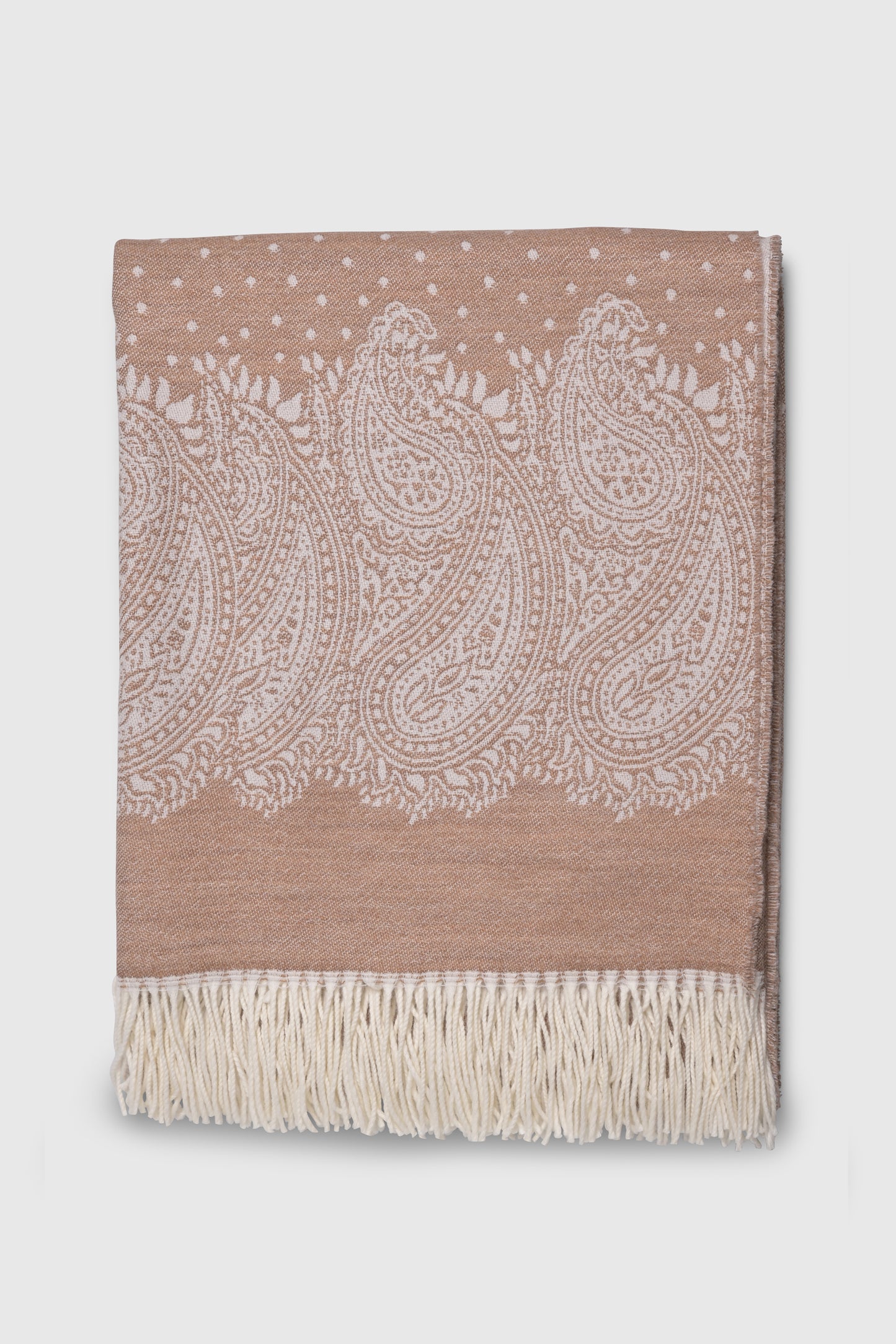 Plaid Merino Wool Paisley Beige