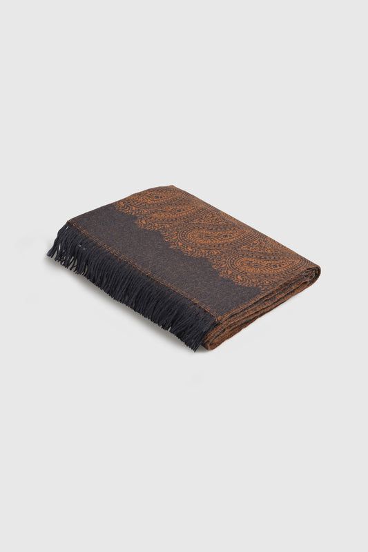 Plaid Merino Wool Paisley Brown