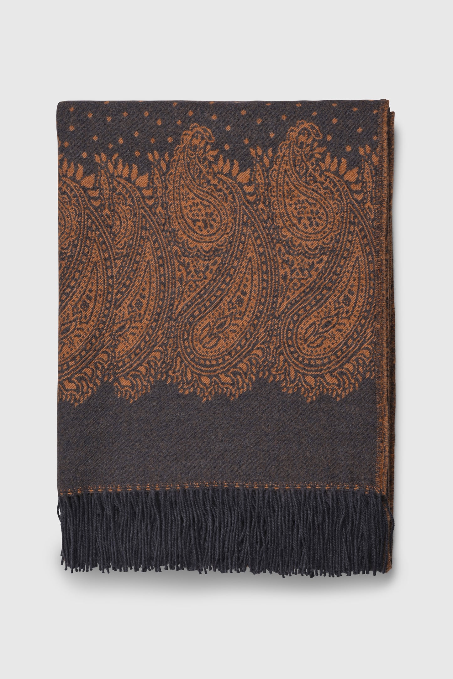 Plaid Merino Wool Paisley Brown