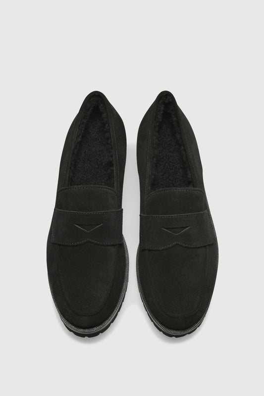 Loafer 1471 Velour Black Shearling Black