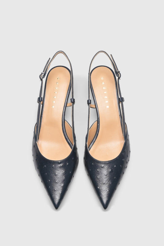 Slingback 9317 Struzzo Stampato Navy