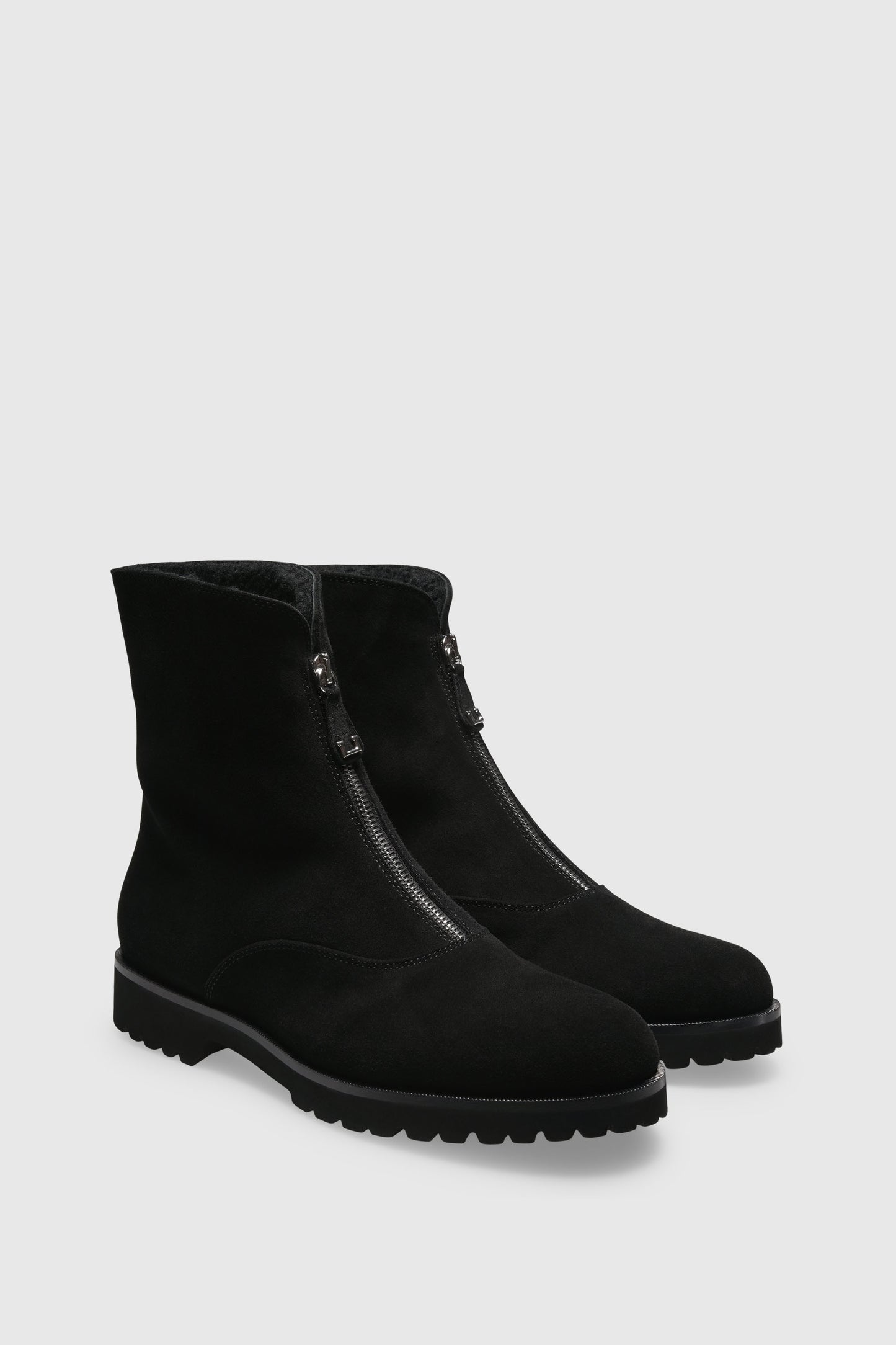 Stiefelette 9542 Velour Black Shearling Black