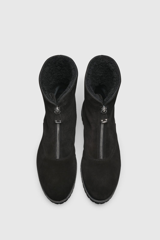 Stiefelette 9542 Velour Black Shearling Black