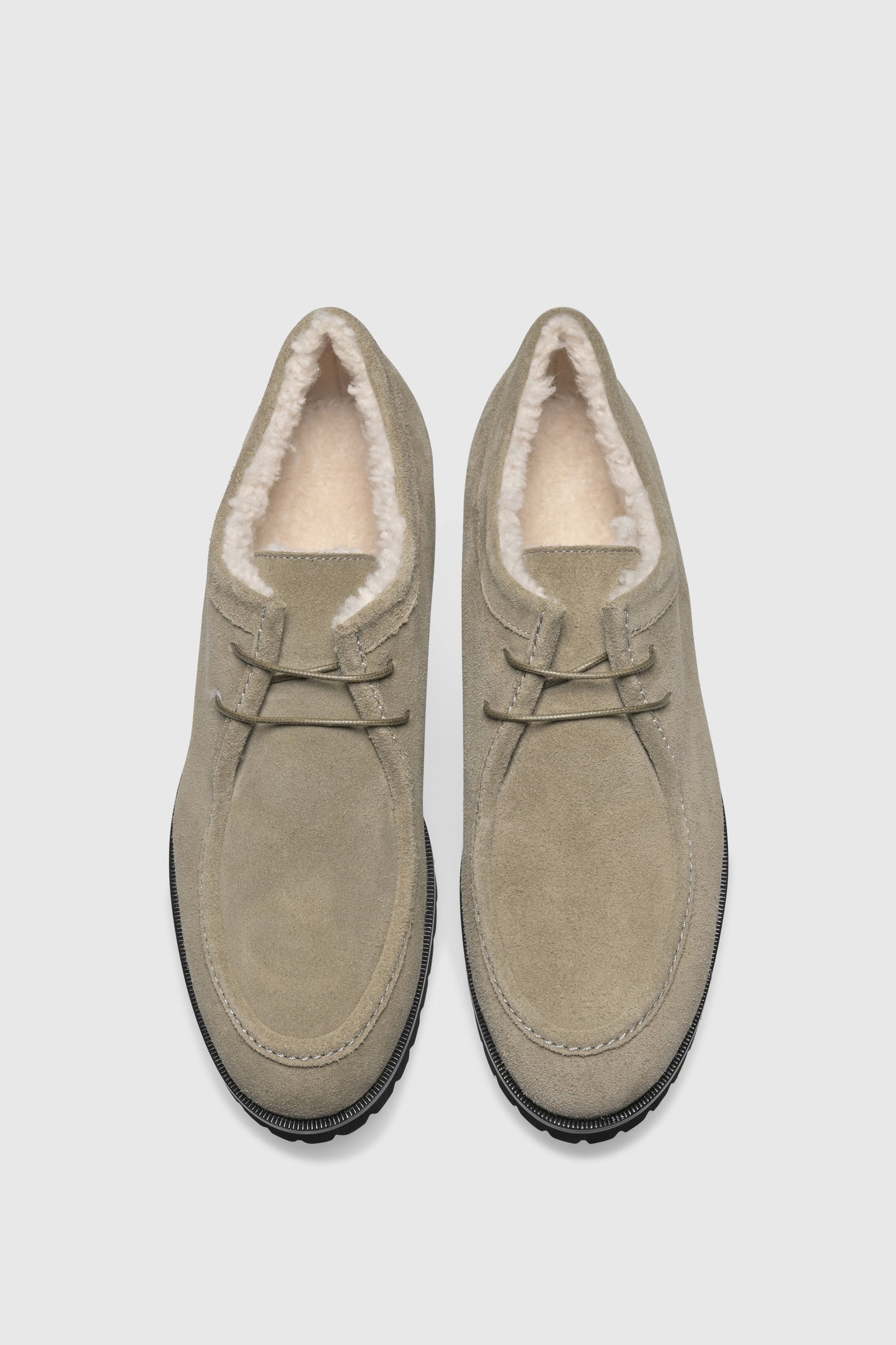 Stiefelette 9555 Velour Olive Shearling Latte