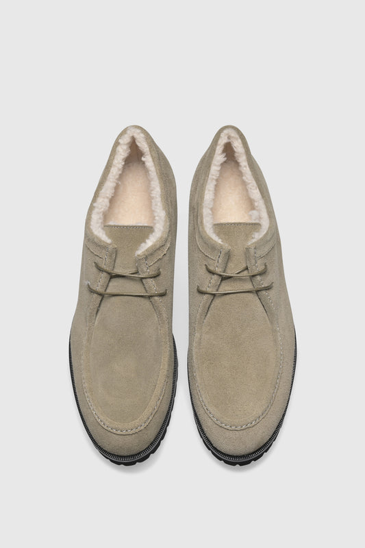 Stiefelette 9555 Velour Olive Shearling Latte