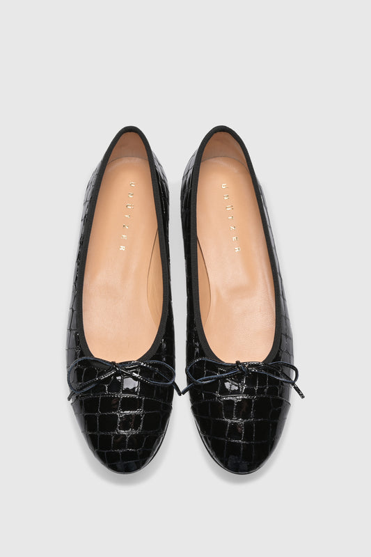 Ballerina 963 Cocco Stampato Vernice Black
