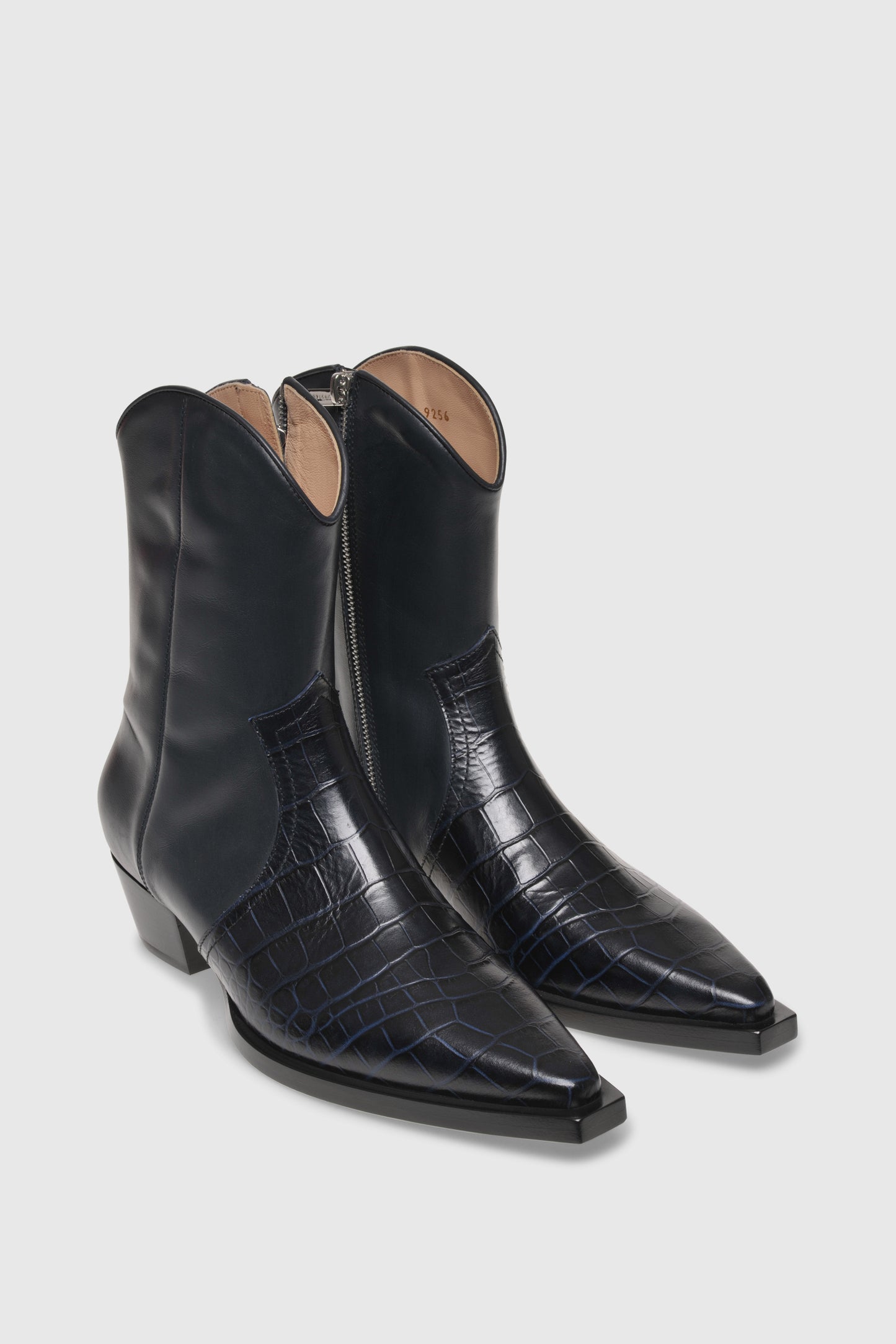 Western ankle boots 9256 Vitello Navy Cocco Stampato Navy