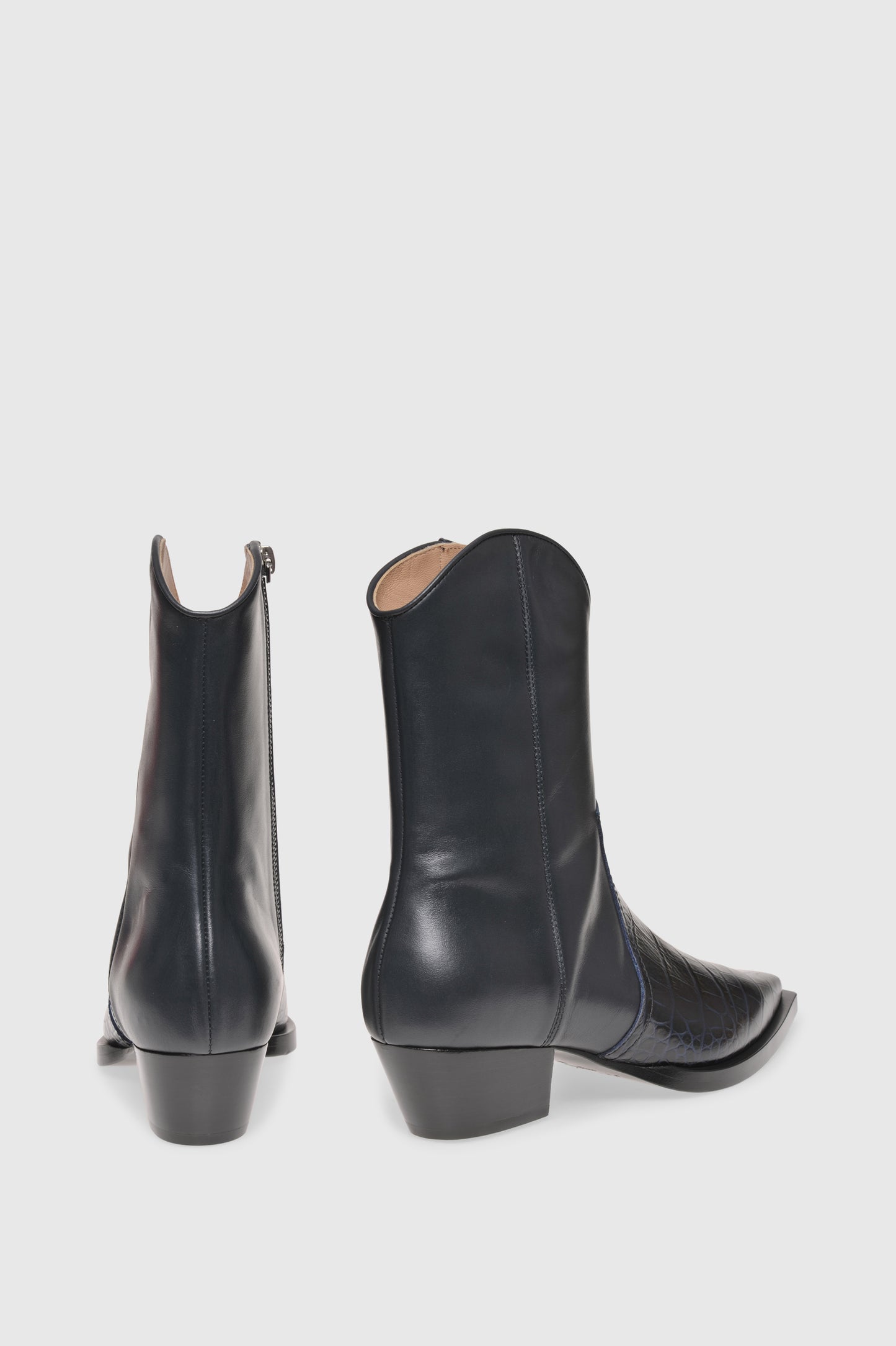 Western ankle boots 9256 Vitello Navy Cocco Stampato Navy