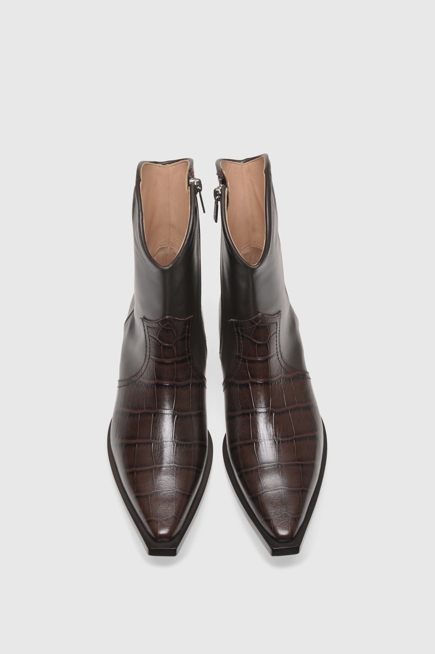 Western ankle boots 9256 Vitello Chocolate Cocco Stampato Chocolate