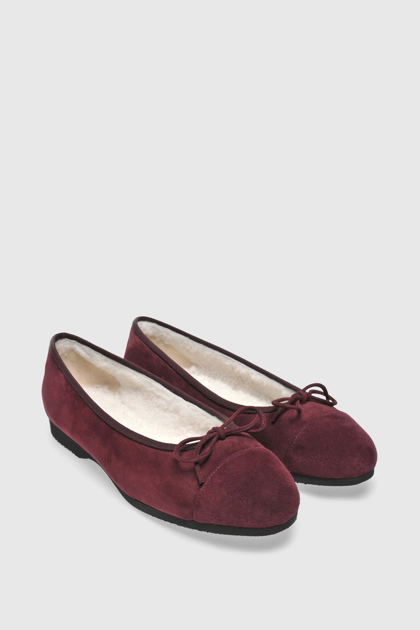 Ballerina 6114 Camoscio Bordeaux Shearling Latte